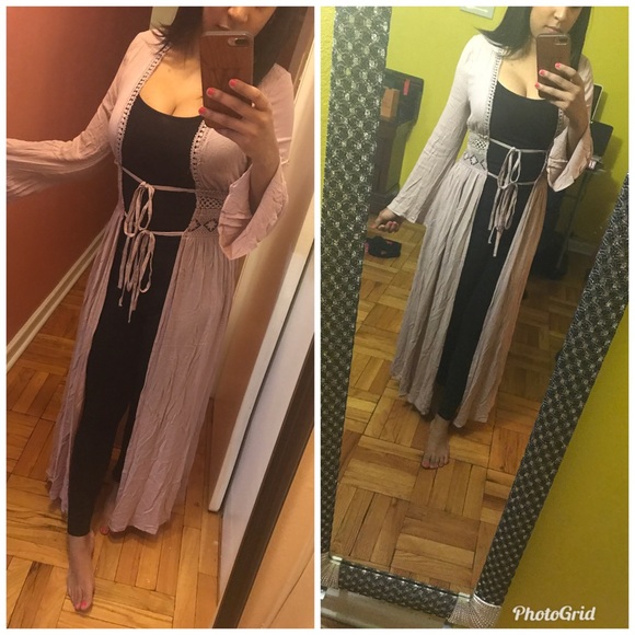 Boho kimono coverup/ cardigan mauve size medium - Picture 4 of 4